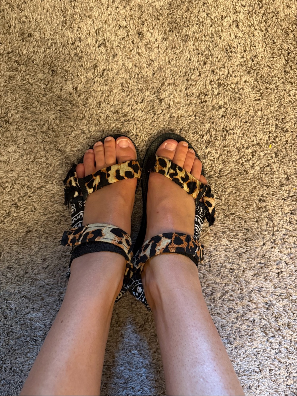 Arizona Love Leopard Print Sandals in Black & Brown size 8